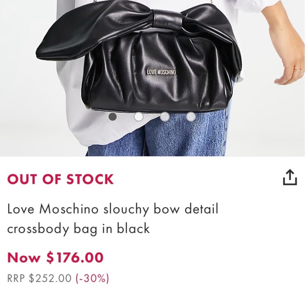 Love Moschino slouchy bow detail crossbody bag in black NWOT - Picture 8 of 8
